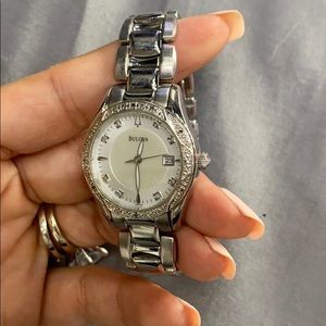 Bulova stainless steel watch w/ diamond accents